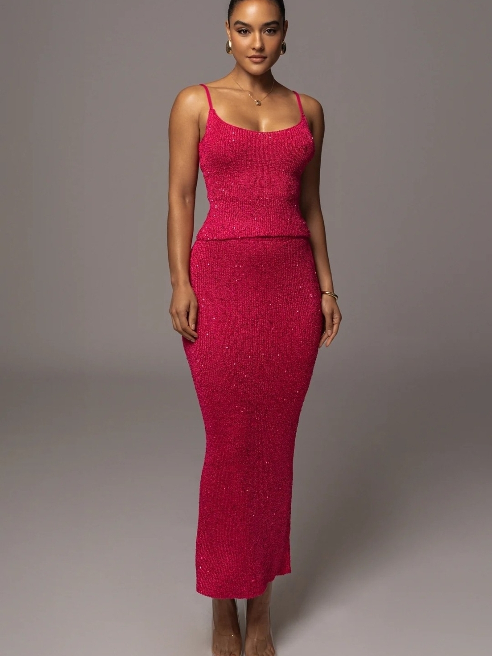 Jluxlabel Pink Palace Sequin Skirt Set (M)